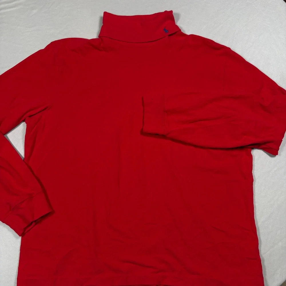 Vintage Polo Ralph Lauren Turtleneck Mens XXL Red Long Sleeve Cotton EUC